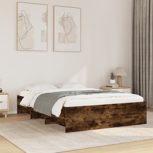 vidaXL Bedframe zonder matras hout gerookt eikenkleurig 140x200 cm