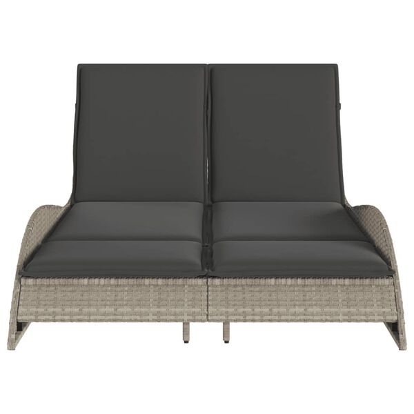 vidaXL Ligbed met kussens 114x205x73 cm poly rattan lichtgrijs