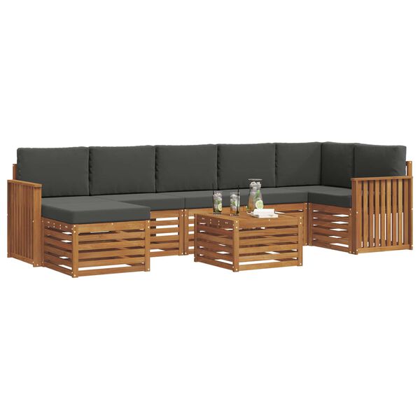 vidaXL Sofa-Sets 8 pcs Natuurlijk en Antraciet Massief Acaciahout
