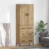 vidaXL Highboard Artisan Eiken 69,5 x 34 x 180 cm Bewerkt hout