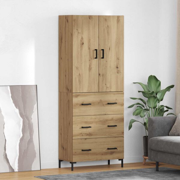vidaXL Highboard Artisan Eiken 69,5 x 34 x 180 cm Bewerkt hout