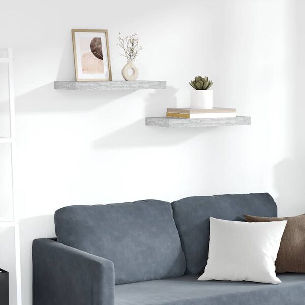 vidaXL Wandschappen zwevend 2 st 50x23x3,8 cm MDF betongrijs