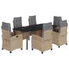 vidaXL 7-delige Tuinset met kussens poly rattan gemengd beige