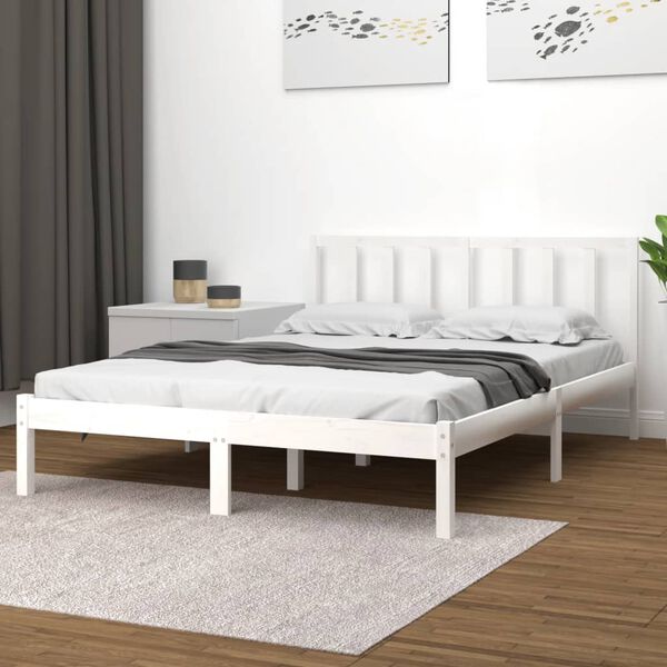 vidaXL Bedframe massief grenenhout wit 120x190 cm