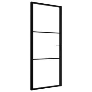 vidaXL Binnendeur 83x201,5 cm ESG-glas en aluminium zwart