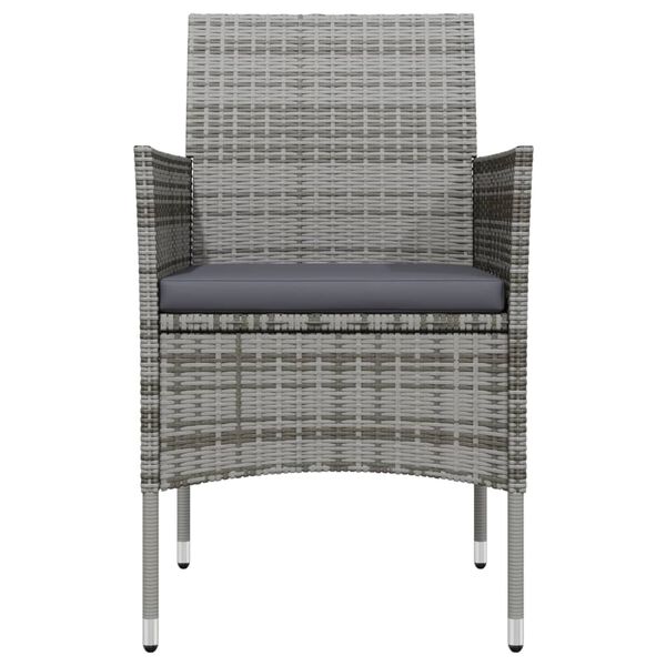 vidaXL 3-delige Tuinset met kussens grijs en zwart