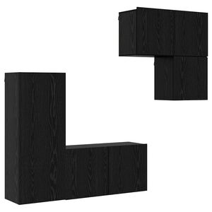 vidaXL TV-kast Wandgemonteerd 4 pcs Zwart Eiken Bewerkt hout