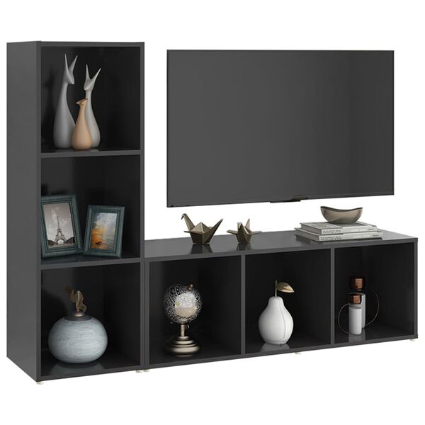 vidaXL Tv-meubelen 2 st 107x35x37 cm bewerkt hout grijs