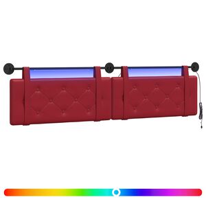 vidaXL Hangend hoofdbord Met LED-verlichting Wijnrood Kunstleer