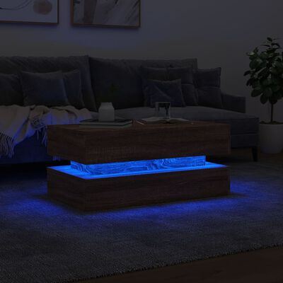 vidaXL Salontafel met LED-verlichting 90x50x40 cm bruineikenkleurig