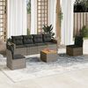 vidaXL 7-delige Loungeset met kussens poly rattan grijs
