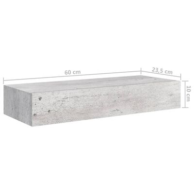 vidaXL Wandschap met lade 60x23,5x10 cm MDF betongrijs