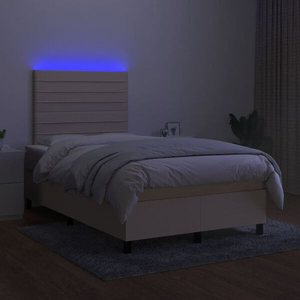 vidaXL Boxspring met matras en LED stof cr&egrave;mekleurig 120x190 cm