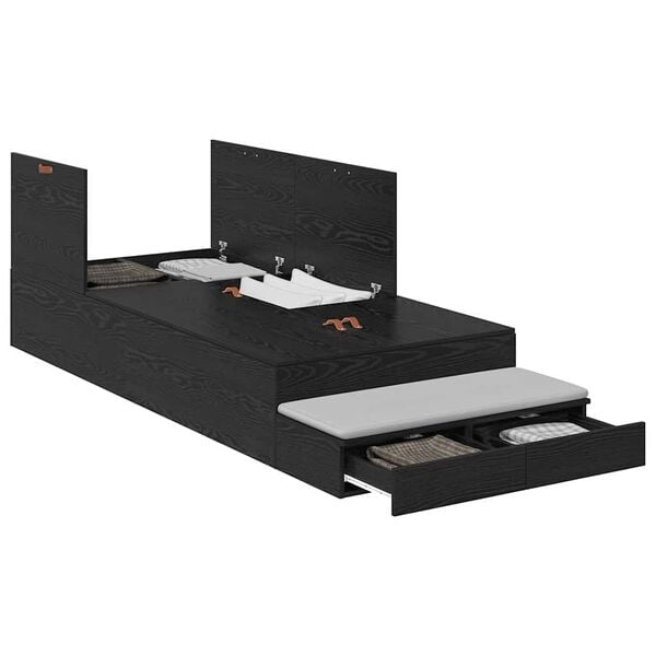 vidaXL Opbergbedframe met lade Zwart Eiken 100 cm Bewerkt hout