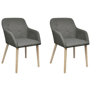 vidaXL Eetkamerstoelen 2 st stof en massief eikenhout lichtgrijs