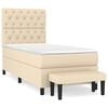 vidaXL Boxspring met matras stof cr&egrave;mekleurig 80x200 cm