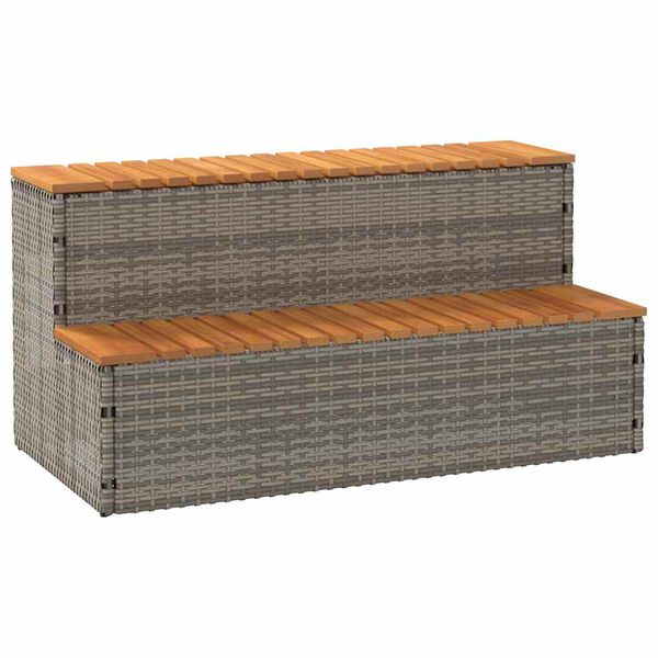 vidaXL Hottub-opstap 100x50x50,5 cm poly rattan&massief acaciahout