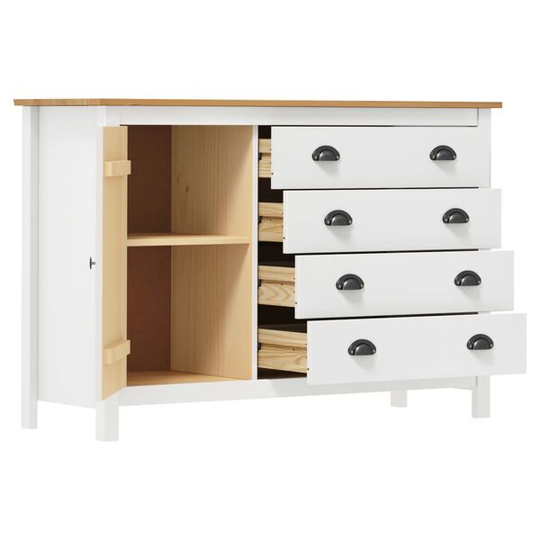 vidaXL Dressoir Hill 120x40x80 cm massief grenenhout wit
