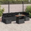vidaXL Tuinbankenset met kussen met opslag 8 pcs Zwart poly rattan