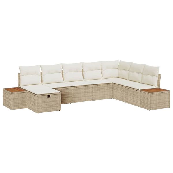vidaXL Tuin Sofa Set met kussen met opslag Beige poly rattan