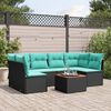 vidaXL 7-delige Loungeset met kussens poly rattan zwart