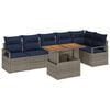 vidaXL Tuin Eetset met kussen 7 pcs Grijs en Marineblauw