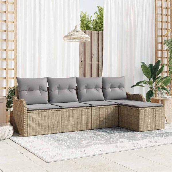 vidaXL Tuin Sofa Set 5 pcs Beige poly rattan