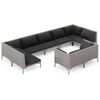 vidaXL 9-delige Loungeset met kussens poly rattan donkergrijs