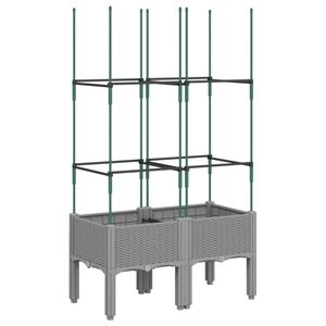 vidaXL Plantenbak met latwerk 80x40x142,5 cm polypropeen lichtgrijs