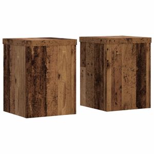 vidaXL Plantenstandaards 2 st 15x15x20 cm bewerkt hout oud houtkleurig