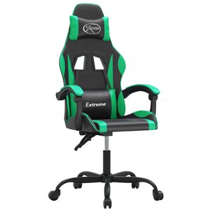vidaXL Gamestoel draaibaar kunstleer zwart en groen