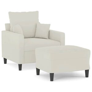 vidaXL Fauteuil met voetenbank 60 cm fluweel cr&egrave;mekleurig