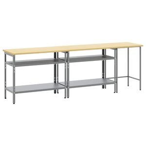 vidaXL Werkbankset 3 st Beige en Grijs Gepoedercoat staal