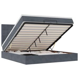 vidaXL Ottoman bed met matrassen 200x200cm fluweel donkergrijs