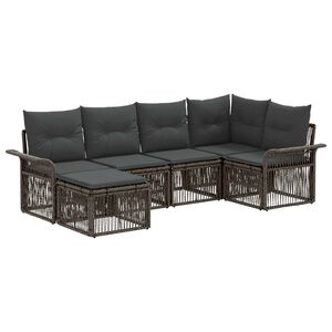 vidaXL Tuinbankenset 6 st Grijs poly rattan