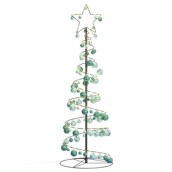 vidaXL LED-kerstboom met kerstballen 100 LED's warm wit 150 cm