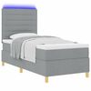 vidaXL LED Box Spring Bed met matras Lichtgrijs 90 x 190 cm Stof