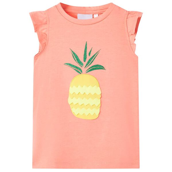 Kindershirt 140 neonkoraal