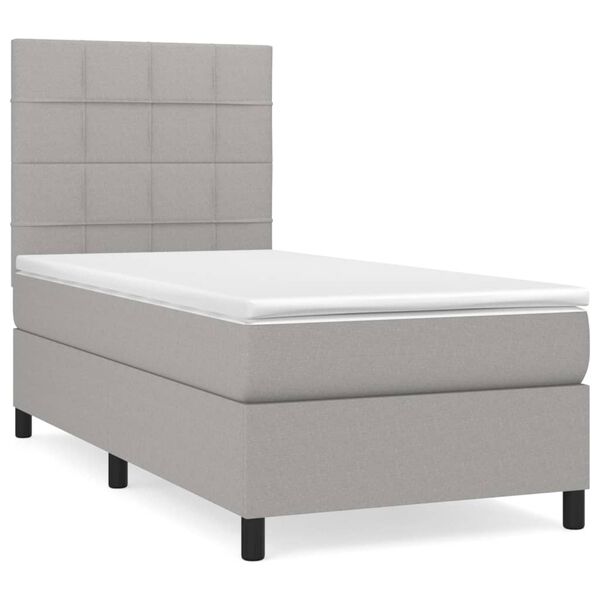 vidaXL Boxspring met matras stof lichtgrijs 80x200 cm