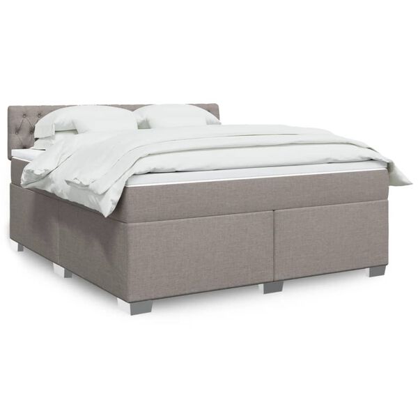 vidaXL Boxspring met matras stof taupe 180x200 cm