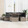 vidaXL Tuin Sofa Set met kussen met opslag 7 pcs Grijs Poly riet