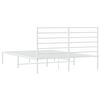 vidaXL Bedframe met hoofdbord metaal wit 150x200 cm