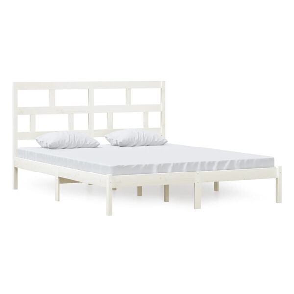 vidaXL Bedframe massief grenenhout wit 160x200 cm