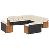 vidaXL 13-delige Loungeset met kussens poly rattan zwart