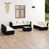 vidaXL 8-delige Loungeset met kussens poly rattan zwart
