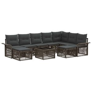 vidaXL Tuinbankenset 10 st Grijs en Donkergrijs poly rattan