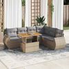 vidaXL 7-delige Loungeset met kussens poly rattan beige