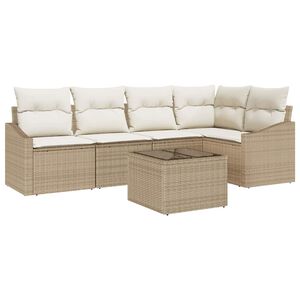 vidaXL Tuinbankenset met kussen 6 pcs Beige en Cr&egrave;me poly rattan
