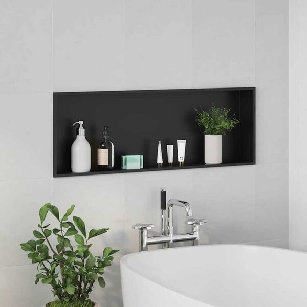 vidaXL Douche Niche Zwart 90 x 30 x 9,5 cm Roestvrij staal