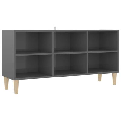 vidaXL Tv-meubel met houten poten 103,5x30x50 cm hoogglans grijs